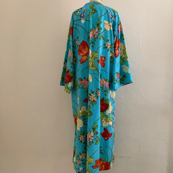Sold Aqua Blue Floral Maxi Kaftan - Picture 8 of 12